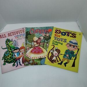 Lot Of 3 Vintage Coloring Books 1975 1978 Dots For Tots Colorful All Activity
